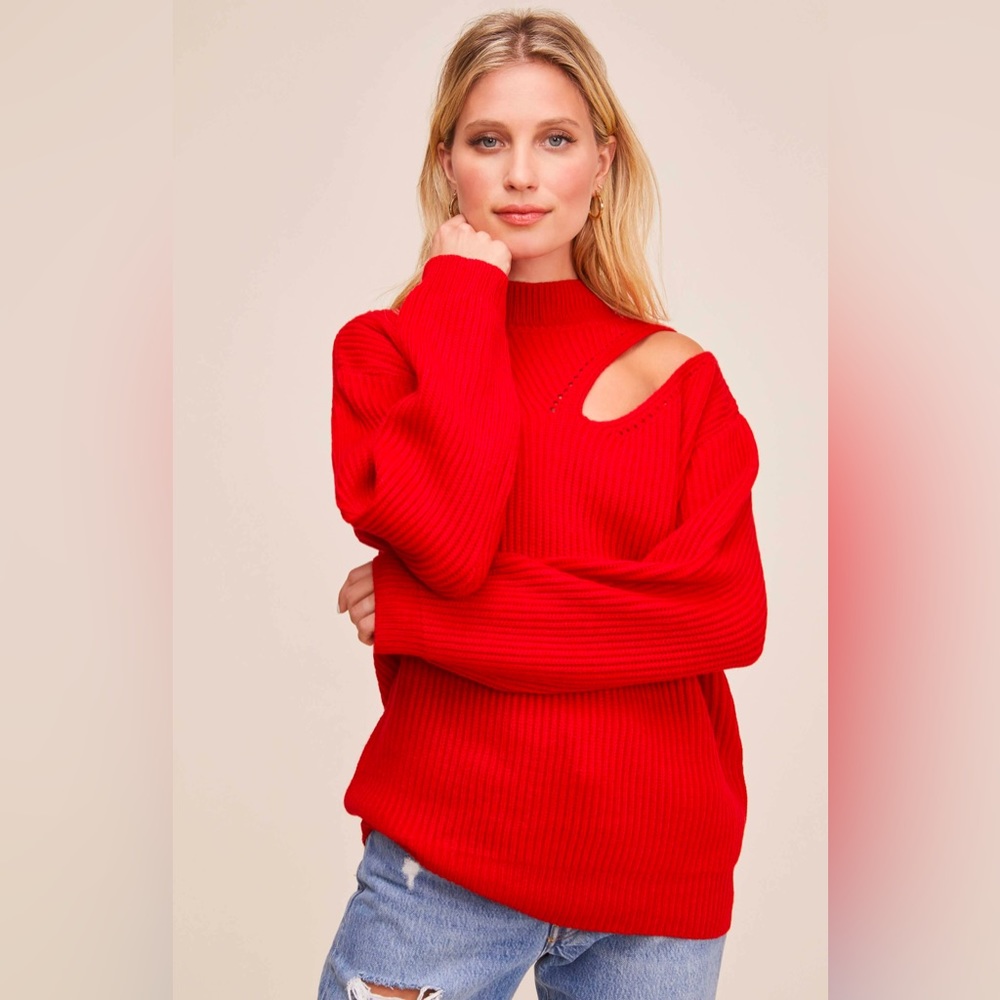 NWT ASTR Cutout Turtleneck Sweater, Red Chili, Size M